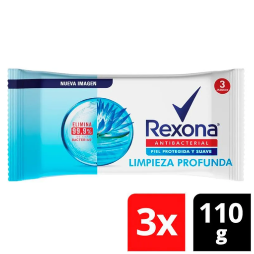 [055240] Jabón Rexona Antibacterial Limpieza Profunda  330Gr 3 Unidades