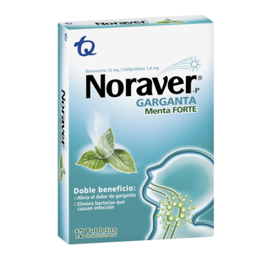 [004281] Noraver Garganta Menta Forte 12 Tabletas