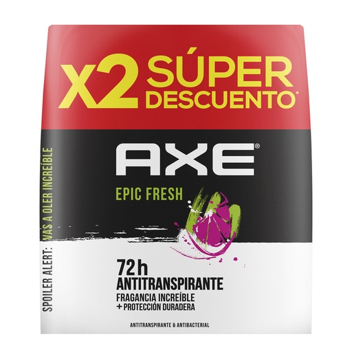 [056296] Desodorante Axe Epic Fresh Spray 2 Unidades 152Ml Súper Descuento