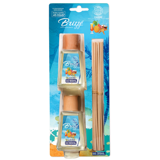 [056310] Ambientador Brizze Palitos de Rattan Caribe 2 Unidades 60Ml