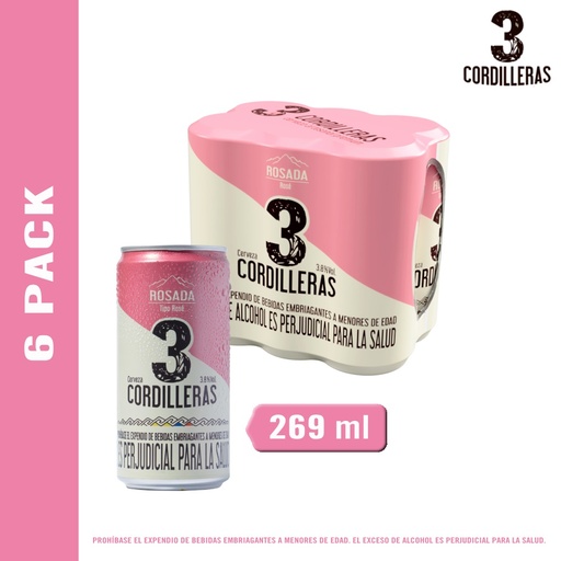 [056402] Cerveza Tres Cordilleras Rosada Lata 6 Unidades 1614Ml