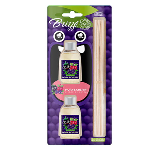 [056441] Ambientador Brizzé Palitos Rattán Mora Y Cherry 40Ml 2 Unidades