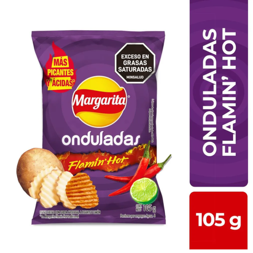 [056459] Papas Margarita Flamin' Hot Ondulada 105Gr