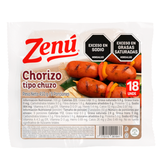 [056470] Chorizo Tipo Chuzo Zenú 450Gr 18 Unidades