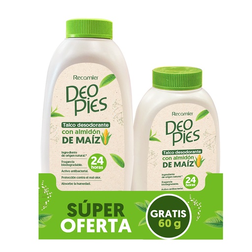 [056496] Talco Deo Pies Con Almidón De Maíz 120Gr Gratis 60Gr