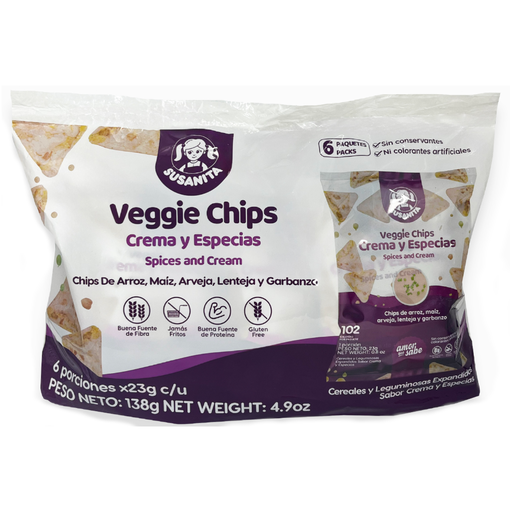 [056526] Veggie Chips Susanita Crema Y Especias 23 Gr 6 Unidades