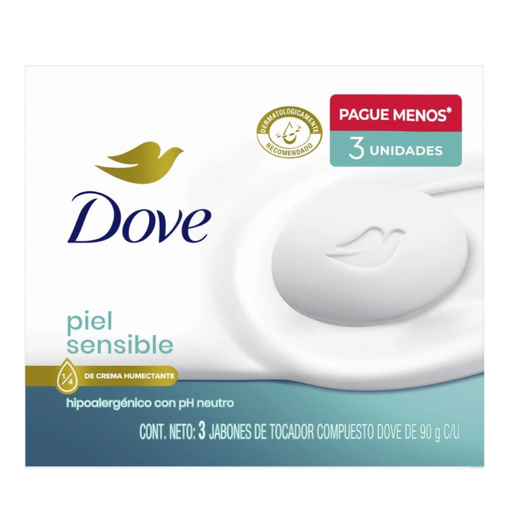 [056530] Jabón Dove Piel Sensible 90Gr 3 Unidades