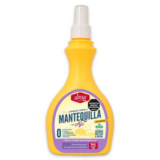 [056596] Aderezo Sabor Mantequilla De Ajo Alma Foods Spray 300Gr