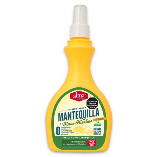 [056597] Aderezo Sabor Mantequilla Finas Hierbas Alma Foods Spray 300Gr