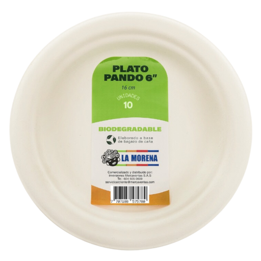 [056667] Plato Pando Biodegradable La Morena 16CM 10 Unidades