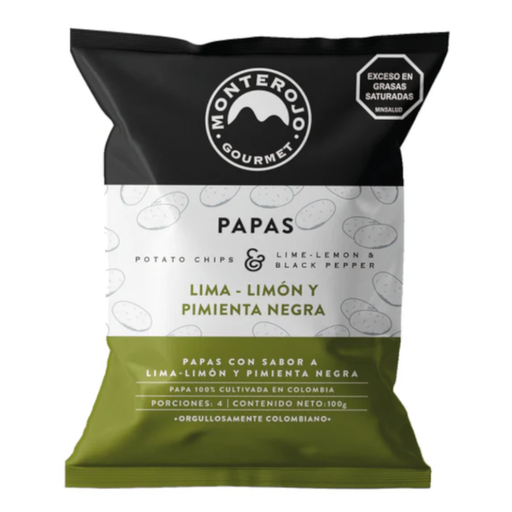 [056691] Papas Lima Limón Y Pimienta Negra Monterojo Gourmet 100Gr