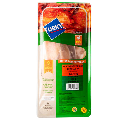 [056732] Varitas De Pechuga De Pollo Turky 5 Unidades 500Gr