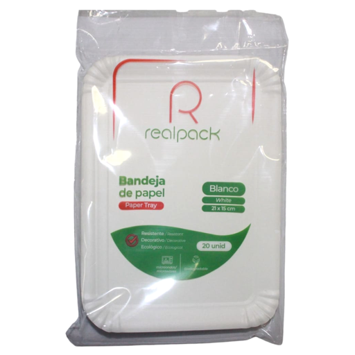 [056745] Bandeja De Papel Blanco Realpack  21*15cm 20 Unidades