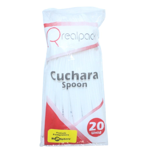 [056746] Cuchara Desechable Grande Biodegradable Realpack 20 Unidades