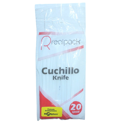 [056748] Cuchillo Desechable  Grande Biodegradable  Realpack 20 Unidades
