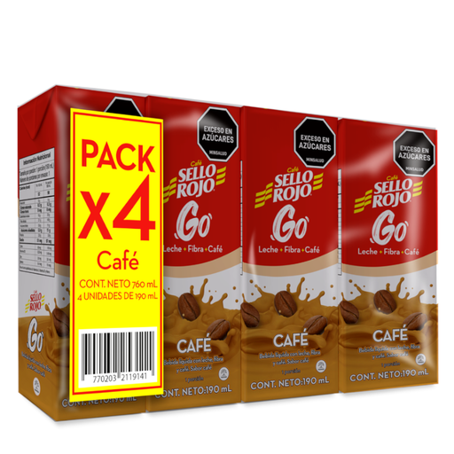 [056771] Bebida De Cafe Sello Rojo Go Tetrapack 4 Unidades 760Ml