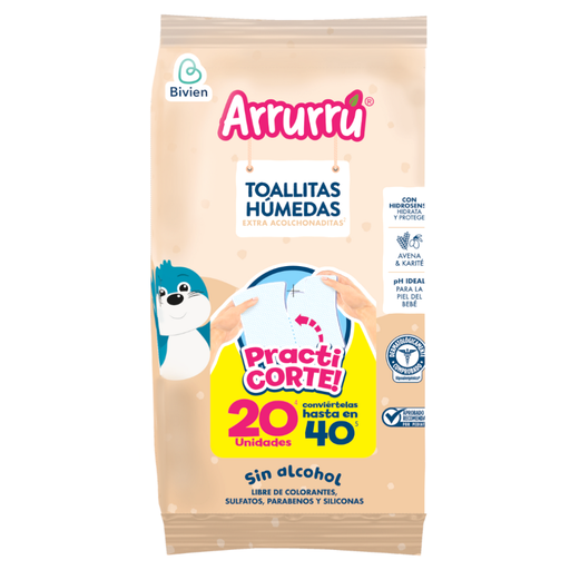 [056807] Toallitas Húmedas Arrurrú Avena Sin Alcohol 20 Unidades