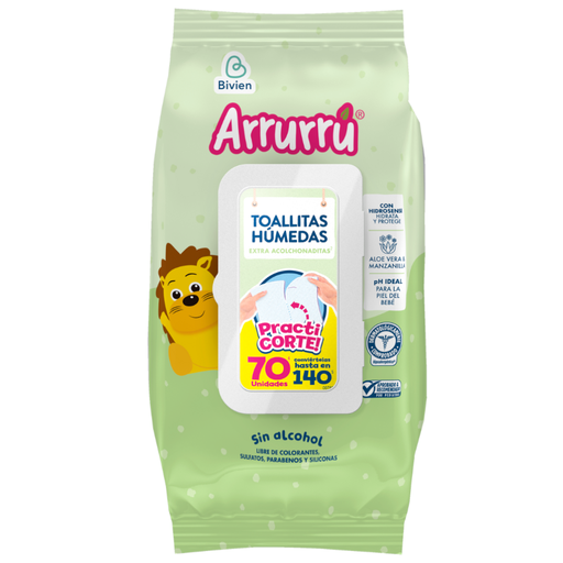 [056810] Toallitas Húmedas Arrurrú Aloe Vera Y Manzanilla Sin Alcohol 70 Unidades