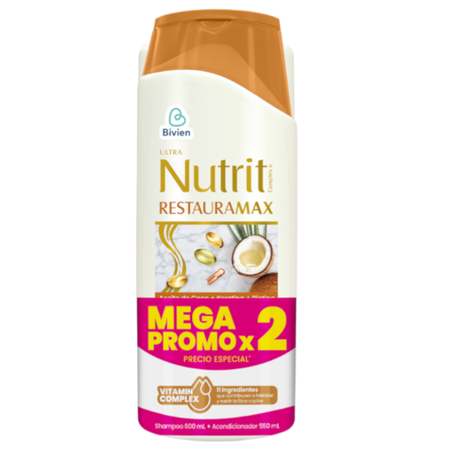 [056812] Shampoo Nutrit Restauramax 600Ml + Acondicionador Nutrit 550Ml