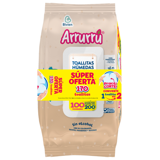 [056817] Toallitas Húmedas Arrurrú Avena Sin Alcohol 170 Unidades