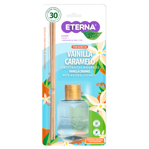 [056824] Ambientador Eterna Bio Vainilla Caramelo Palitos 40Ml