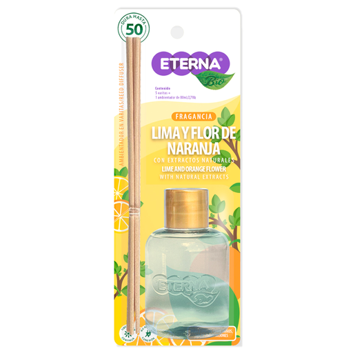 [056825] Ambientador Eterna Bio Lima Y Flor De Naranja Palitos 80Ml