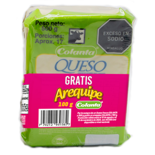 [056871] Queso Colanta 500Gr Gratis Arequipe Doypack 100Gr