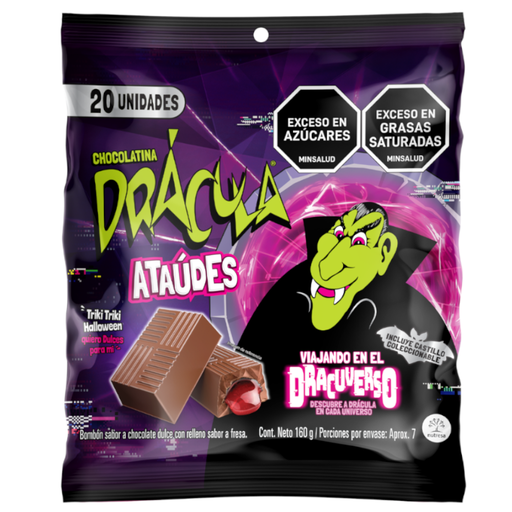 [055211] Chocolatina Dracula Ataúdes Bolsa 20 Unidades 160Gr