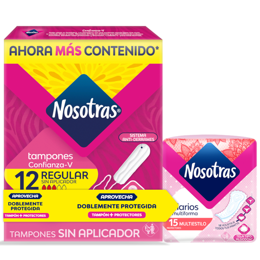 [056922] Tampones Nosotras Digital Regular 12 Unidades + Protectores Multiestilo 15 Unidades