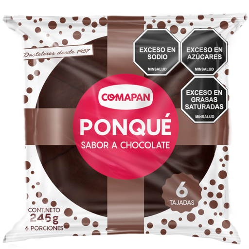 [056941] Ponqué Tajado Comapan Sabor Chocolate 6 Tajadas 245Gr