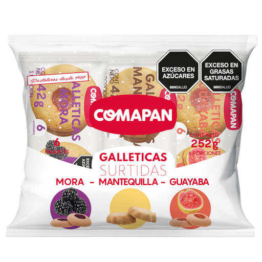 [056950] Galleticas Surtidas Comapan Mora Mantequilla Y Guayaba 6 Paquetes 252Gr
