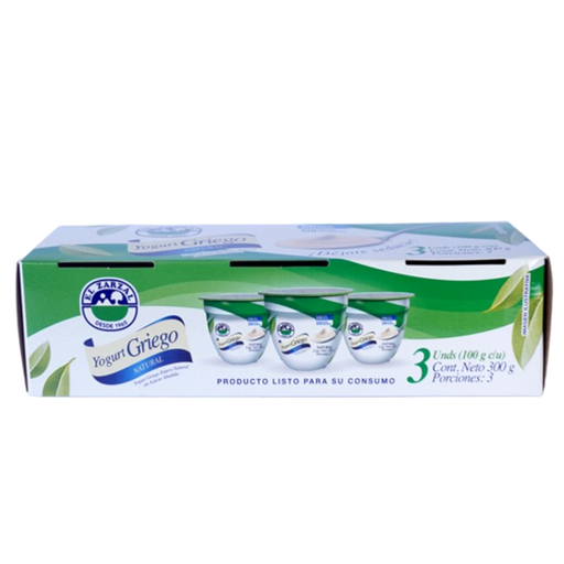 [056965] Yogurt Griego  Natural El Zarzal 3 Unidades 300Gr