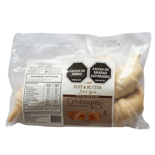 [056990] Croissant Con Queso Cheddar Puff Y Butter 5 Unidades 250Gr