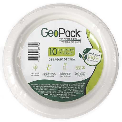 [057047] Plato Ecologico Geopack 15Cm 10 Unidades