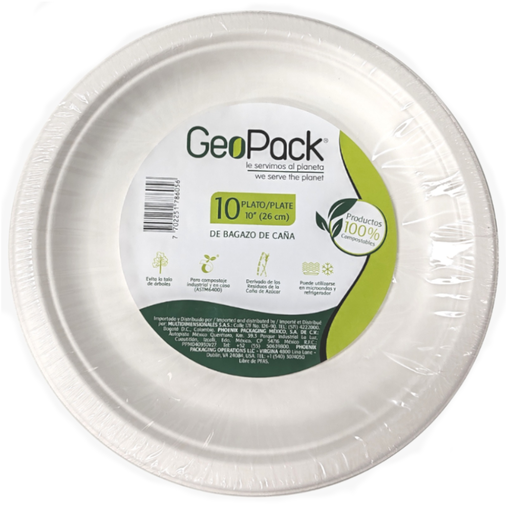 [057049] Plato Ecologico Geopack 26Cm 10 Unidades