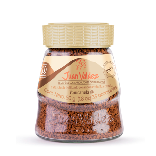[057096] Café Soluble Leofilizado Juan Valdez Instantáneo Sabor Vainilla Canela  50Gr