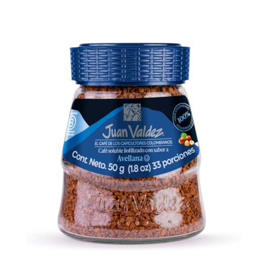 [057097] Café Soluble Liofilizado Juan Valdez Instantáneo Sabor Avellana 50Gr