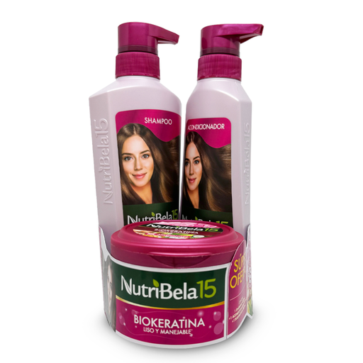 [057117] Kit Nutribela Biokeratina Shampoo 400Ml + Acondicionadior 370Ml + Tratamiento 300Ml