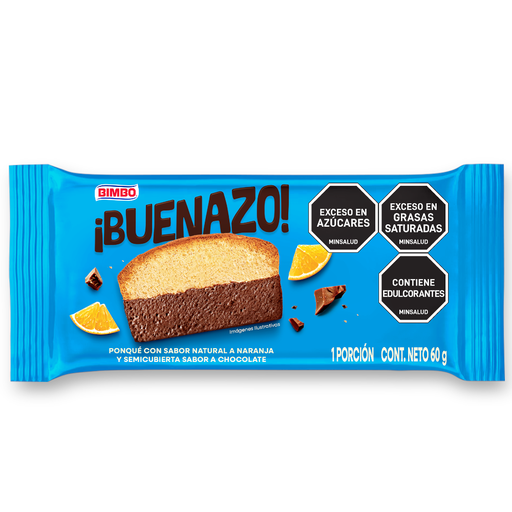 [057127] Ponqué  Bimbo Buenazo Sabor Naranja Y Cubierta Chocolate 60Gr