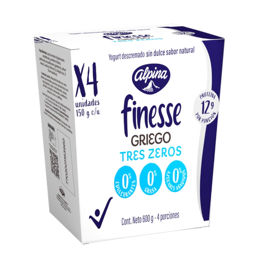 [057137] Yogurt Griego Alpina Finesse Tres Zeros 4 Unidades 600Gr