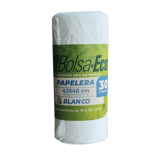 [057162] Bolsa Papelera Blanco  43X48Cm Eco Rollo 30 Unidades