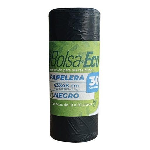 [057163] Bolsa Papelera Negro   43X48Cm Eco Rollo 30 Unidades