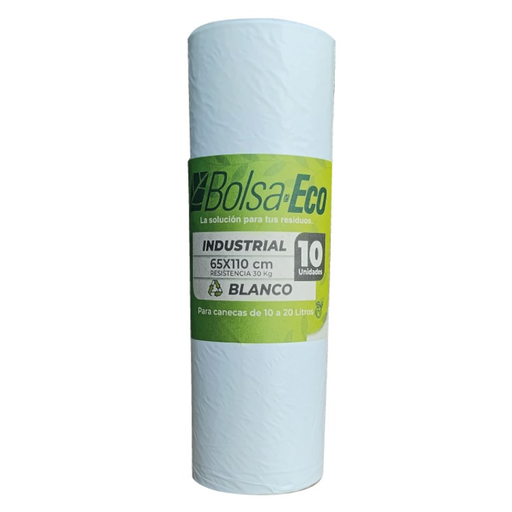 [057168] Bolsa Basura Industrial  Blanco  65X110 Cm Eco Rollo 10 Unidades