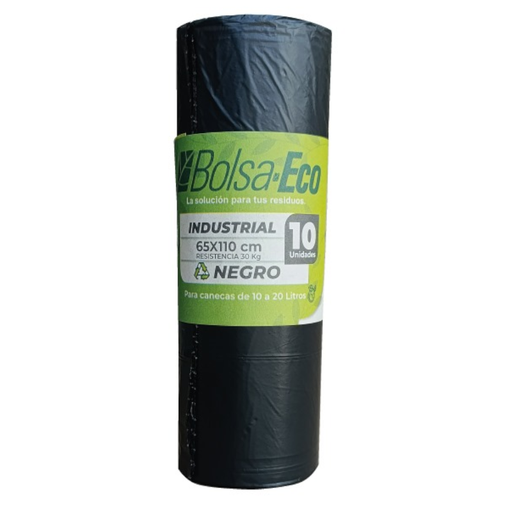 [057169] Bolsa Basura Industrial  Negro  65X110 Cm Eco Rollo 10 Unidades