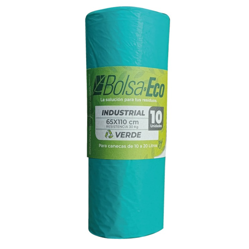 [057170] Bolsa Basura Industrial  Verde  65X110 Cm Eco Rollo 10 Unidades
