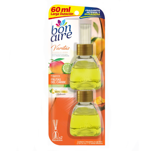 [057172] Ambientador Bonaire Varitas Frutas Del Caribe 2 Unidades 60Ml