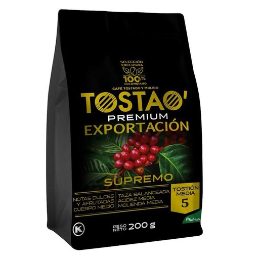 [057214] Café Tostao Premium Exportación Supremo  Bolsa 200Gr