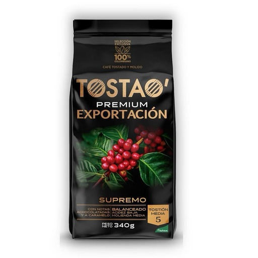 [057218] Café Tostao  Premium Exportación Molido Supremo Bolsa 340Gr
