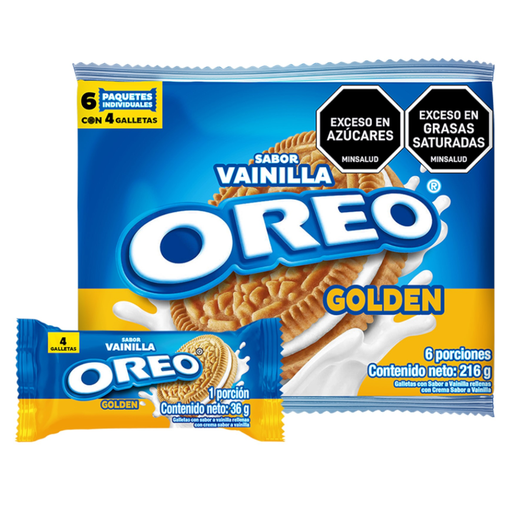 [057228] Galleta Oreo Golden Vainilla 6 Paquetes 216Gr