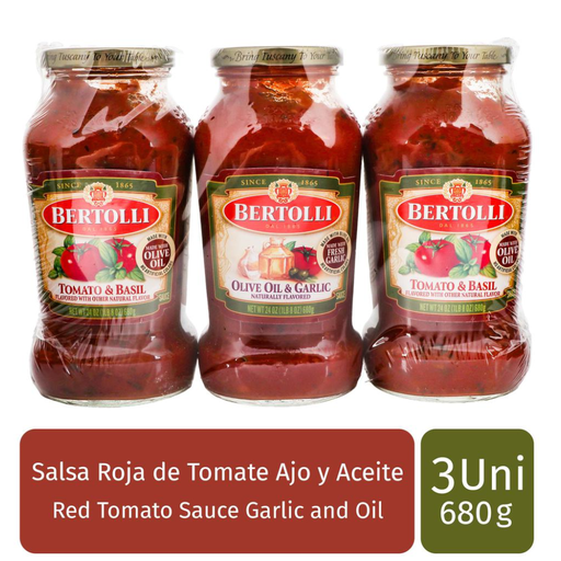 [057244] Salsa Roja De Tomate Ajo Y Aceite 3 Unidades 680Gr